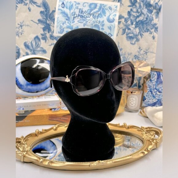 🆕VIVIENNE WESTWOOD🧿NWOT VW827 Striped Purple Acetate Butterfly Shaped Sunglass - Picture 2 of 16